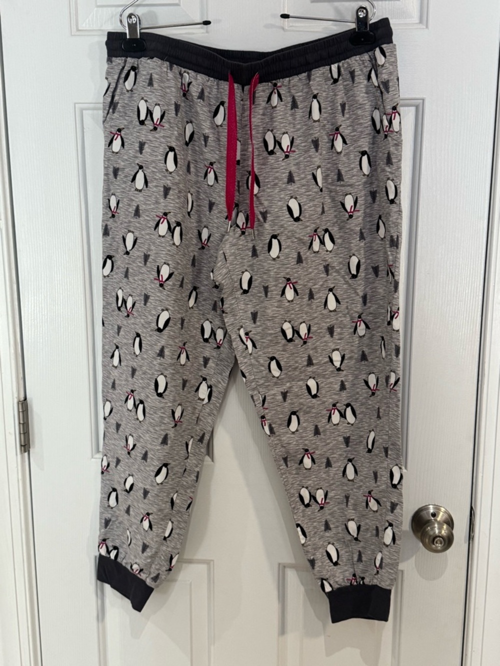 Secret Treasures Gray and Pink Penguin Print Pajama Pants